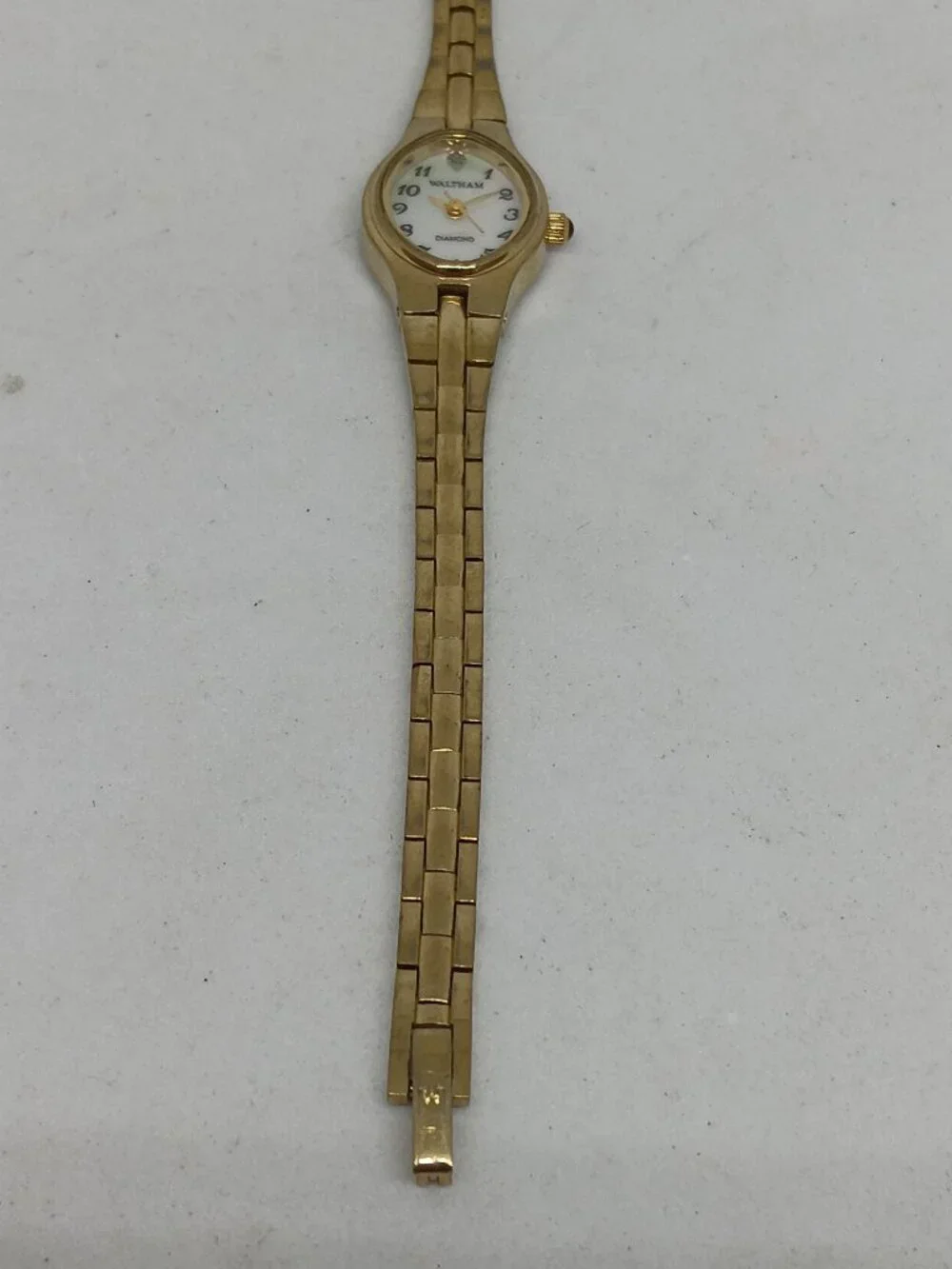 Waltham WAW047 Women's 17mm Gold Tone Diamond Dial Watch NEW BATTERY
